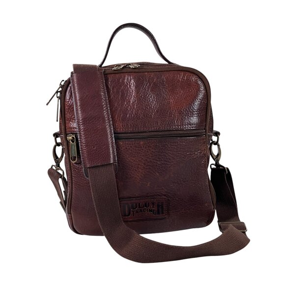 Duluth Trading Company Lifetime Leather Travel Bag Messenger Crossbody Brown - Picture 1 of 15